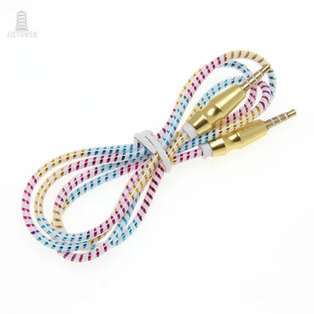 

100pcs HOT SALE New 3.5mm Jack Auxiliary Cable Audio Cable round ring Male To Male good Aux Cables Car player to audio device
