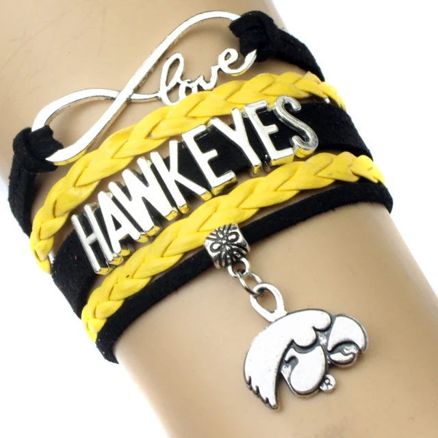High Quality Infinity Love Iowa Hawkeyes Team Bracelet Gold Black High Quality Infinity Love Iowa Hawkeyes Team Bracelet Gold Black Custom Any Styles Themes Drop Shipping