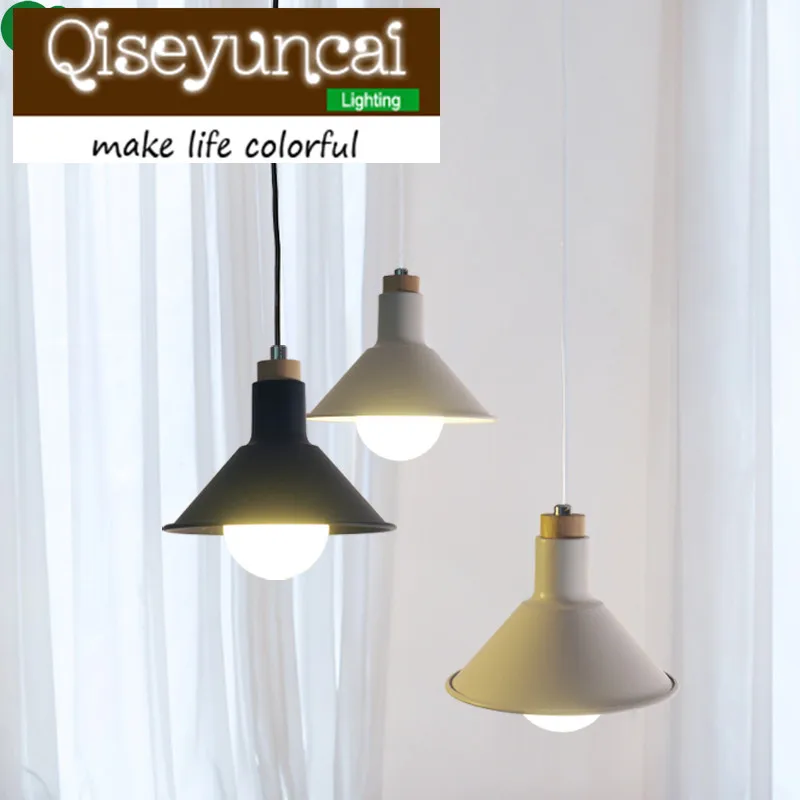 

Qiseyuncai Nordic style simple wooden bedroom kitchen restaurant iron chandeliers bar aisle decorative lamp free shipping