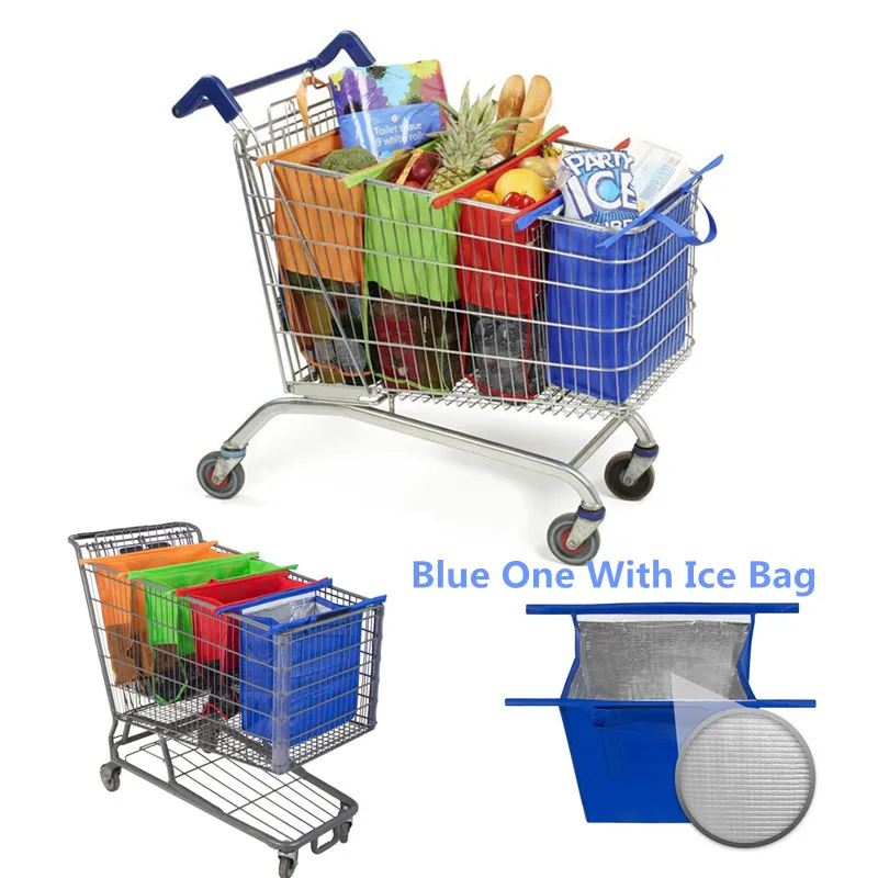 4pcs/set Cart Trolley Supermarket Shopping Bag Grocery Grab Shopping Bags Foldable Tote Eco-friendly Reusable Supermarket Bags 4pcs/set Cart Trolley Supermarket Shopping Bag Grocery Grab Shopping Bags Foldable Tote Eco-friendly Reusable Supermarket Bags