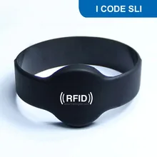 WB02 силиконовый браслет для радиочастотной идентификации с надписью I CODE SLI, RFID браслет протокол: ISO15693, 13,56 МГц, I CODE SLI