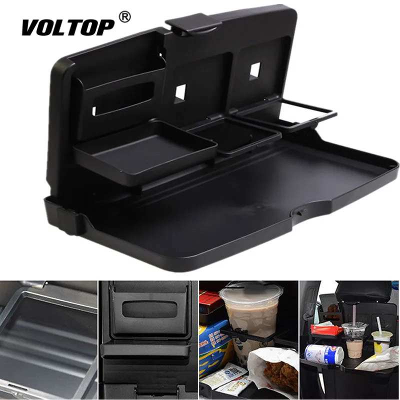 

Universal Car Cup Holder Organizer Car Front Seat Back Table Drinks Folding Cup Holder Stand Desk Black Trays