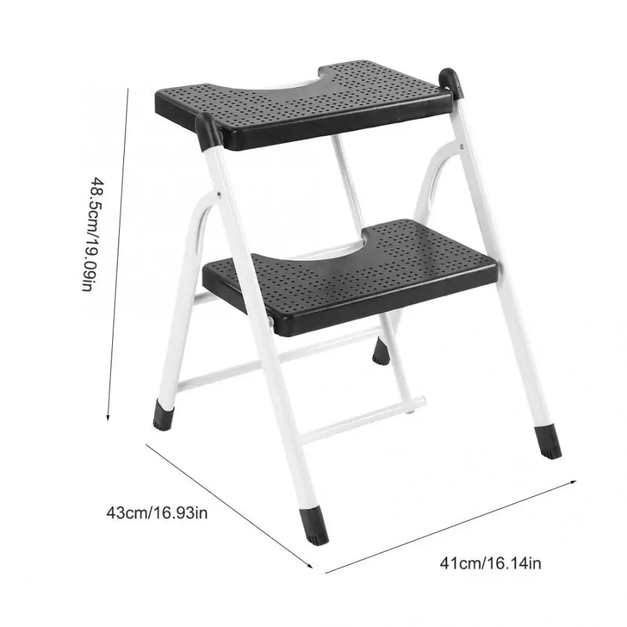 2 шаг сверхмощная складная лестница мини-табурет с противоскользящими ребристыми ступеньками