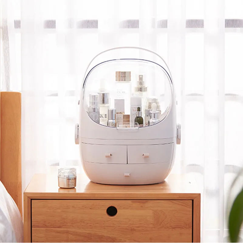  Cosmetic Organizer Storage Drawer Portable Transparent Desktop Skin Care Products Makeup Box Dustpr