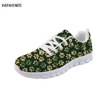 

Jackherelook Army Paw Pattern Woman Green Flats Shoes Breathable Summer Lightweight Air Mesh Sneakers Female Lace Up Footwear