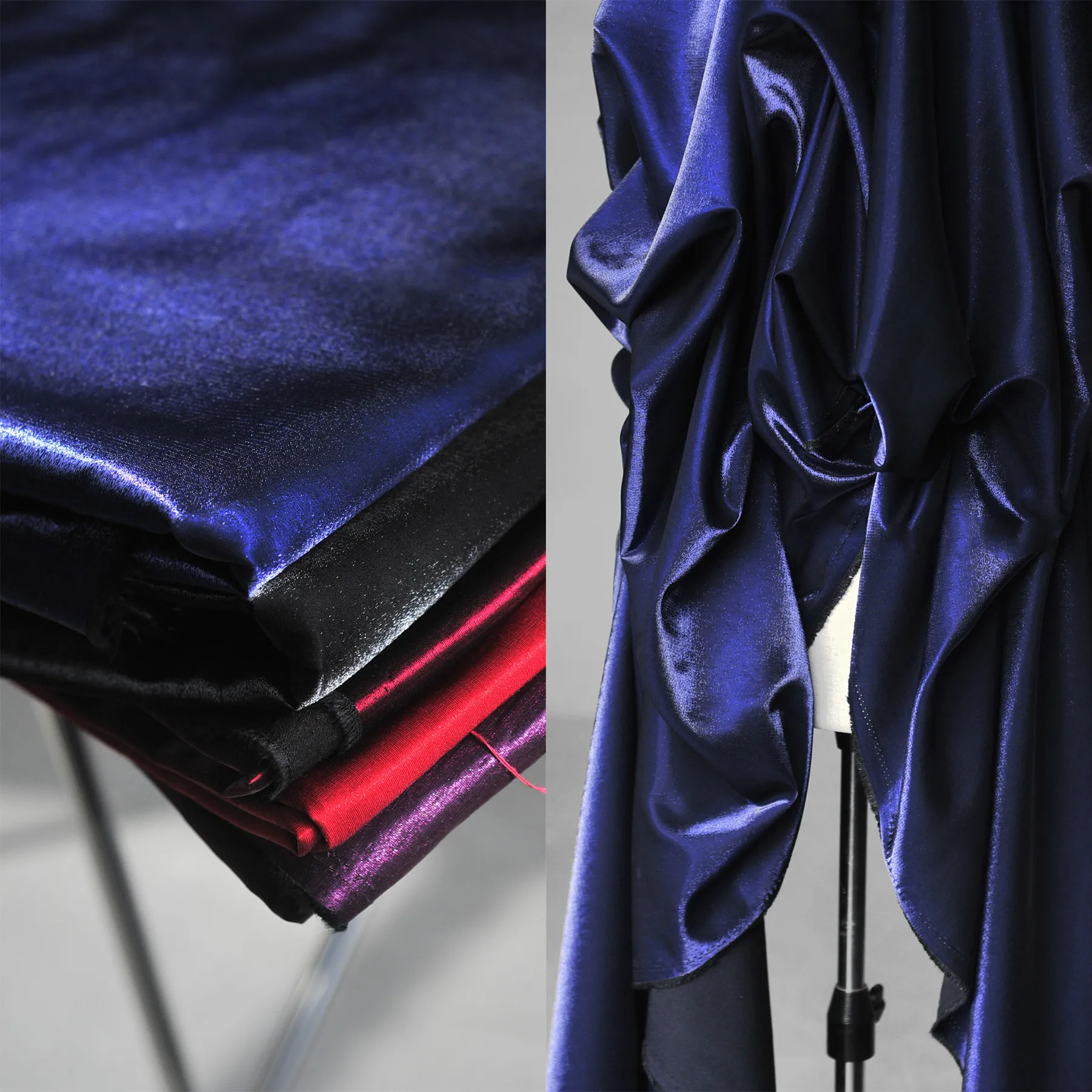 

Metallic Brocade Fabric Purple Satin Shiny Red Black Peacock Blue Glitter Knit Fabric For dress costumes