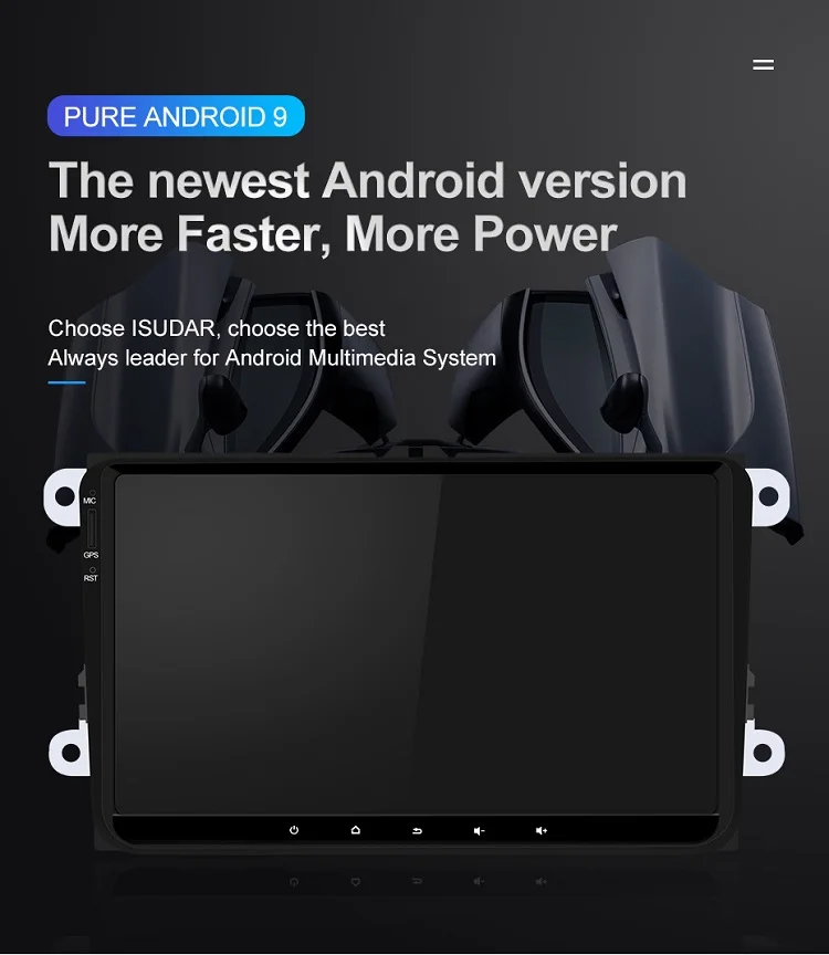 Sale Isudar Car Multimedia Player GPS Android 9 For VW/Golf/Tiguan/Skoda/Fabia/Rapid/Seat/Leon 8 Core RAM 4GB DSP Auto Radio 1 Din FM 4