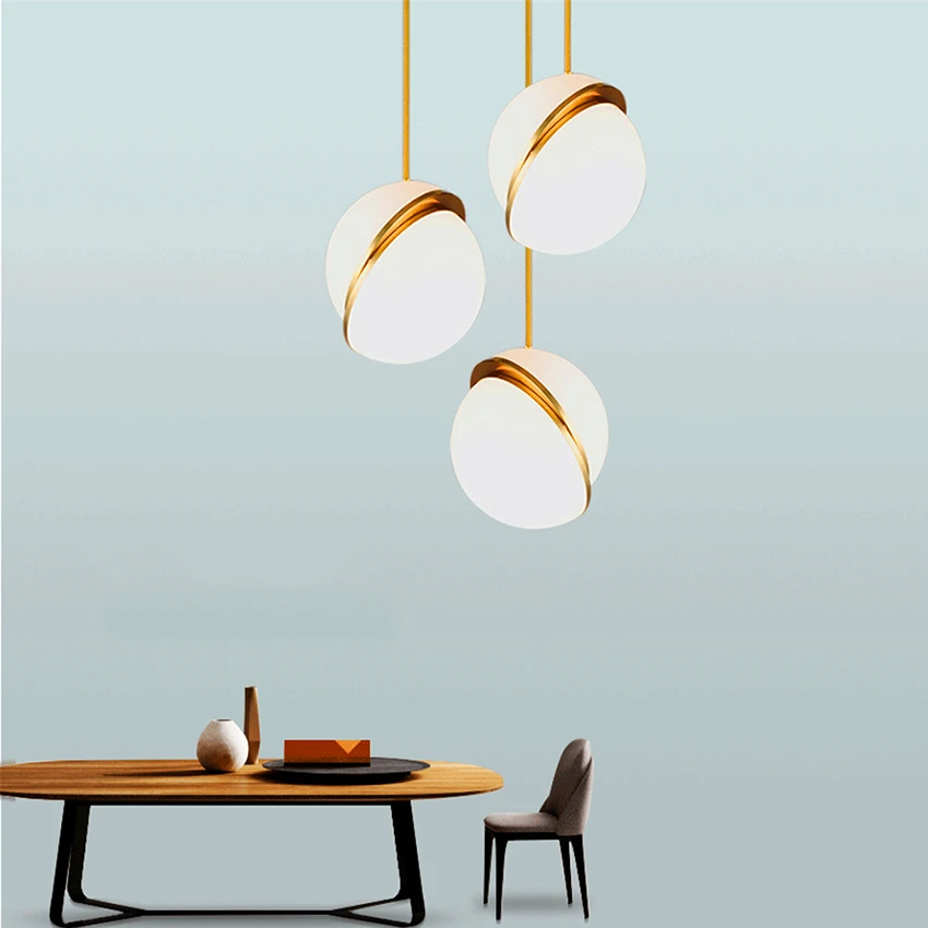 Modern Pendant Lamp Denmark Designs Round Balls Pendant Light Round Moon Brass Suspension HangLamp Dining Room Living Lighting