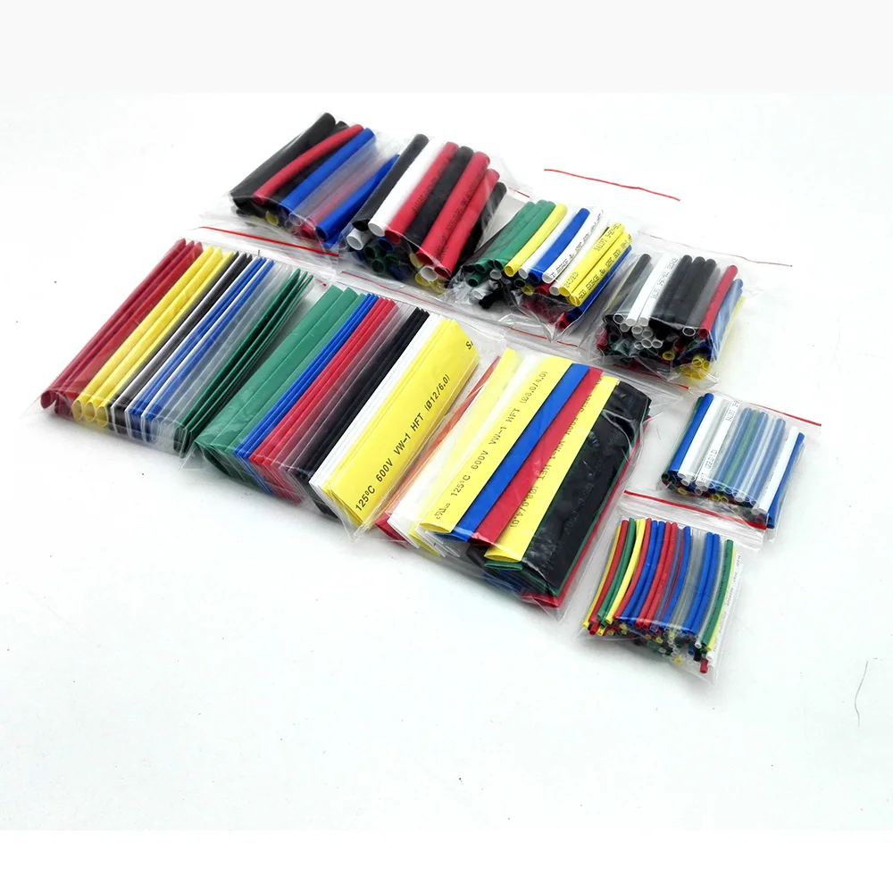 385pcs 2:1 Polyolefin Shrink Assorted Wrap Wire Insulated Shrinkable Sleeves 7 colors, 9 sizes Heat Shrink Tubing