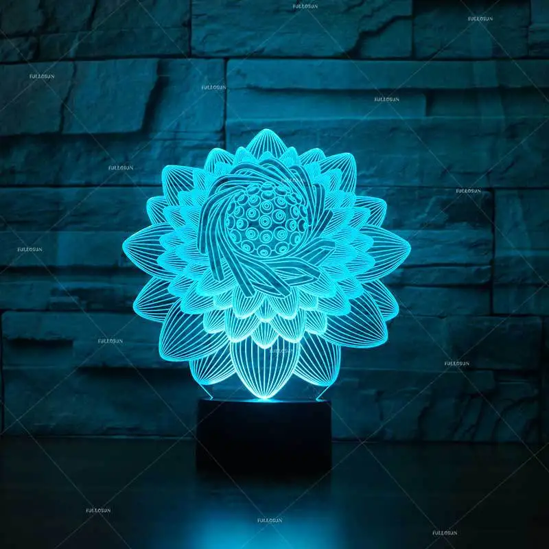 Цветной 3d ночник Lotus с кнопкой зарядки Светодиодный настольный светильник s Home