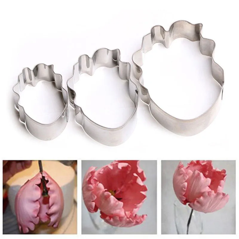 

SEAAN 3pcs/set Parrot Tulip Petal Flower Cookie Cutter Cake Decorating Tools Fondant Sugarcraft Candy Cupcake Biscuit Molds