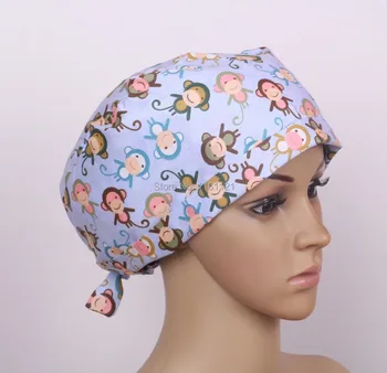 

2017 Special Offer Limited Hospital Medical Suit Surgical Cap for Long Hair Doctors And Nurses 100% Cotton Print free Shipping
