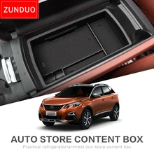 Estiva Tidying Armazenamento Caixa De apoio de braço para Peugeot 3008 4008 5008 2017 2018 2019 2020 MK2 3008GT GT Acessórios Organizador Carro PRETO
