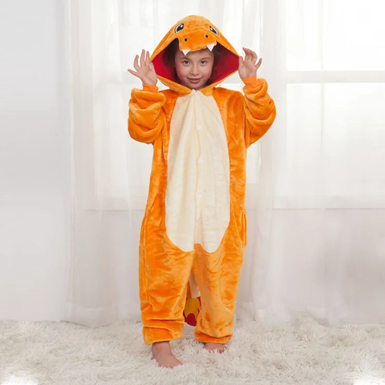 Pokemon Kids Kigurumi Animal Pajamas Girls Charizard Dragon Onesies Boys One-piece Suit Sleepwear Cosplay Halloween Costume (4)