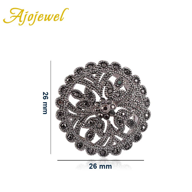Finger Ring Ajojewel Retro Rhinestones Ring Women Flower Vintage Female Jewelry