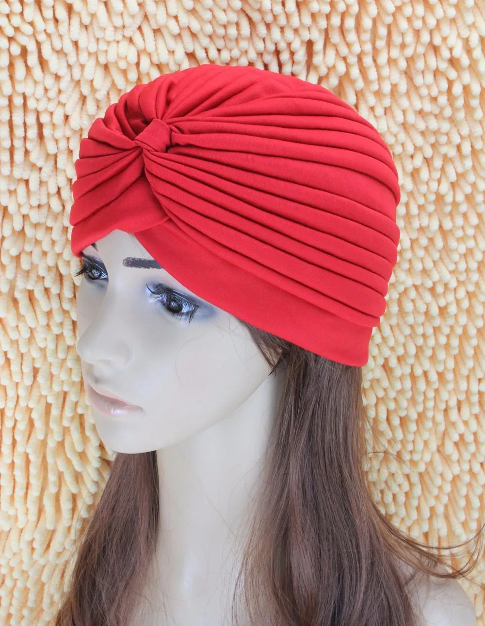 2016 New Fashion Women Turban Hat Bohemia 21 Solid Color Fold Beanies Female Simple Autumn Bonnet Indian Turban Hats For Women (3)