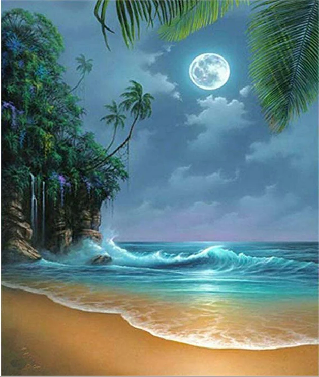

DIY 5d diamond painting Scenery Seaside beach Diamond Embroidery Cross stitch Home Decor
