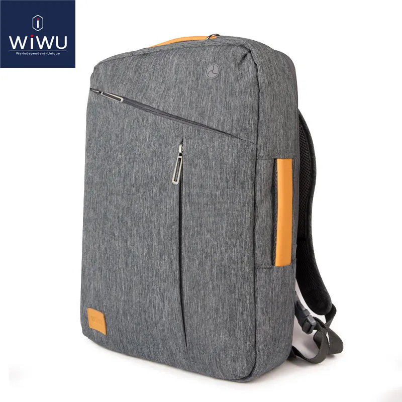 2019 WIWU mochila para portátil 17,3, 15,6, 15,4, 14 de lona impermeable Mochila De Cuero bolsa para Macbook Pro 15 mochila de hombres bolsa de ordenador portátil - 1