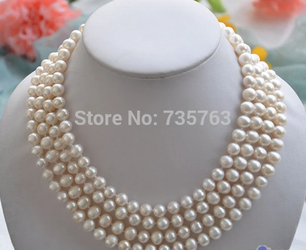 

HOT N460 65" 8-9mm WHITE ROUND FRESHWATER CULTURED pearl NECKLACE