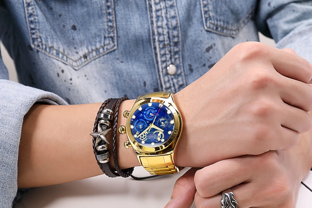 Relogio Masculino TEMEITE Лидирующий бренд Мужские часы Роскошные модные золотые бизнес полностью Стальные кварцевые наручные часы Мужские часы Прямая поставка