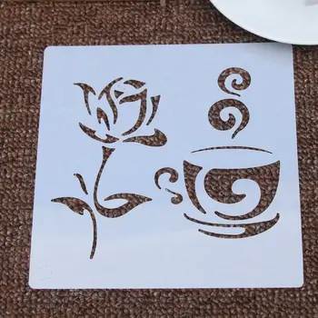 

Coffee Rose Flower Shaped Reusable Stencil Airbrush Painting Art Cake Spray Mold DIY Decor Crafts