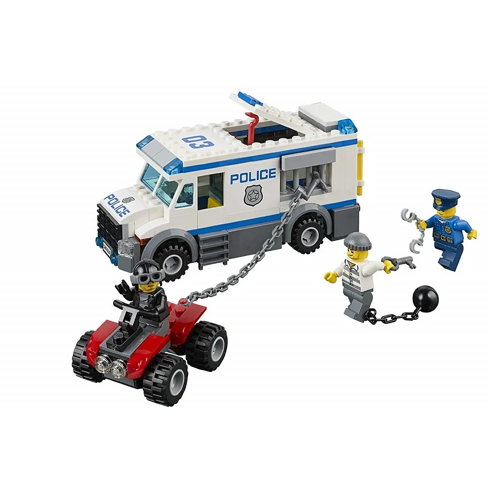 Günstige 198Pcs Gefangenen Transporter Kompatibel Legoe Stadt Polizei 60043 Bausteine spielzeug für Kinder Bricks Modell Kind Geschenk