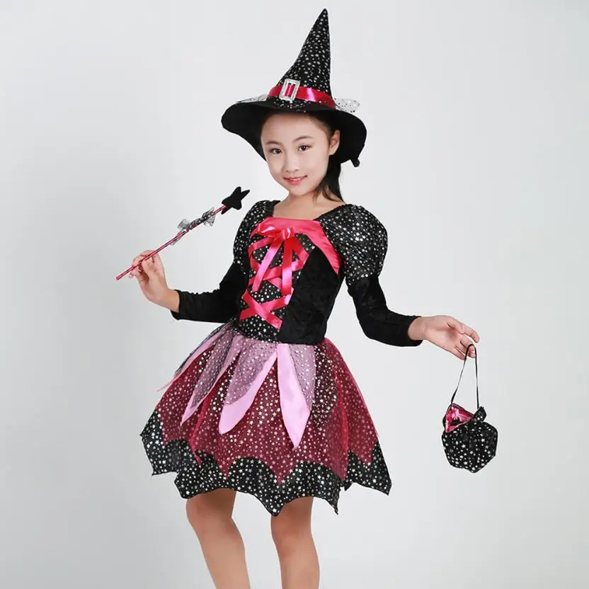 

Funny Costume Child Baby Halloween Girls Clothes For Children Dresses+Hat Outfits Sets Cloak Halloween Party Decoration Decora O