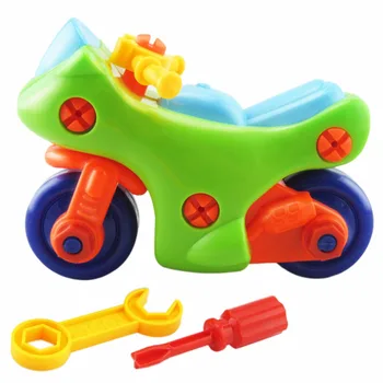 

Baby Plastic Toy DIY Assembling Building Blocks Assembly Classic Motorcycle Model Tool Clamp With Screwdriver Educational Toys
