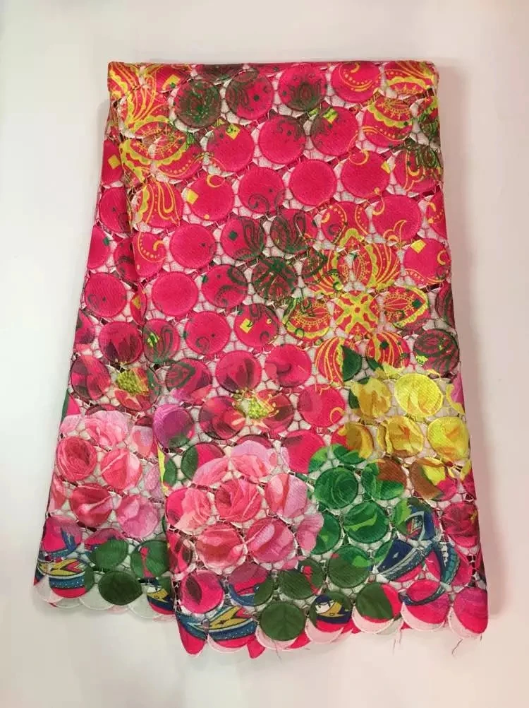 

Fashion red Color African Guipure Lace Fabric High Quality Water Soluble Lace For Women Dress J20Y