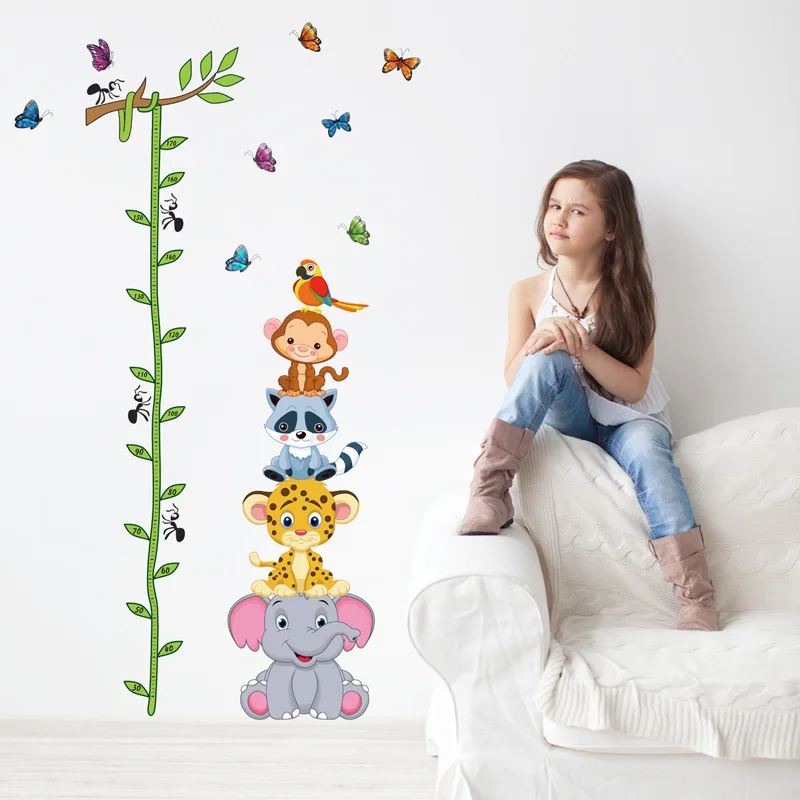 Cartoon Animal Elephant Height Measuring wall stickers Vinyl DIY wall