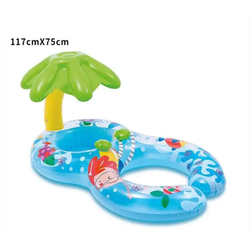 Родитель-ребенок надувной плавательный круг летняя игрушка для бассейна, для плавания с солнцезащитным лягушкой кольцо для плавания Детский круг сиденье кольцо
