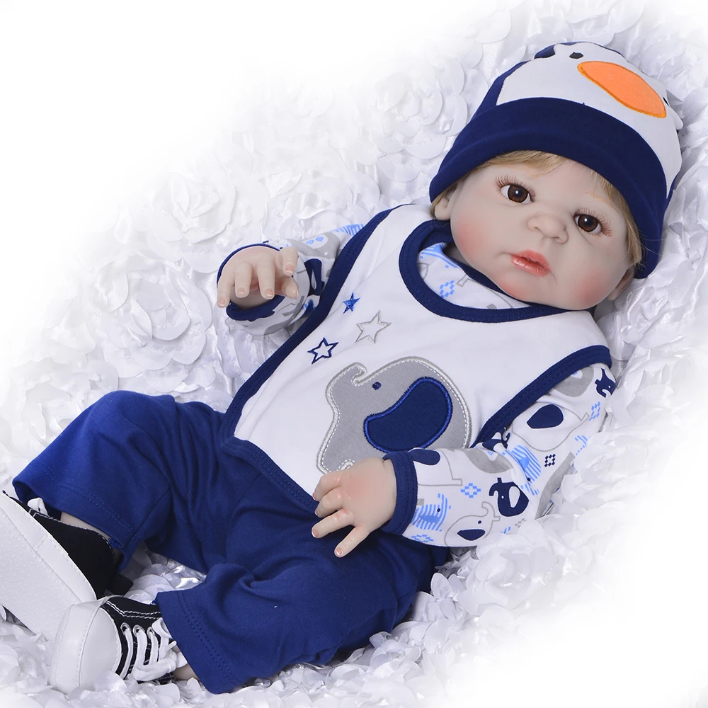 23 дюймов Boneca bebes reborn мальчик полный корпус силиконовый винил реборн Младенцы