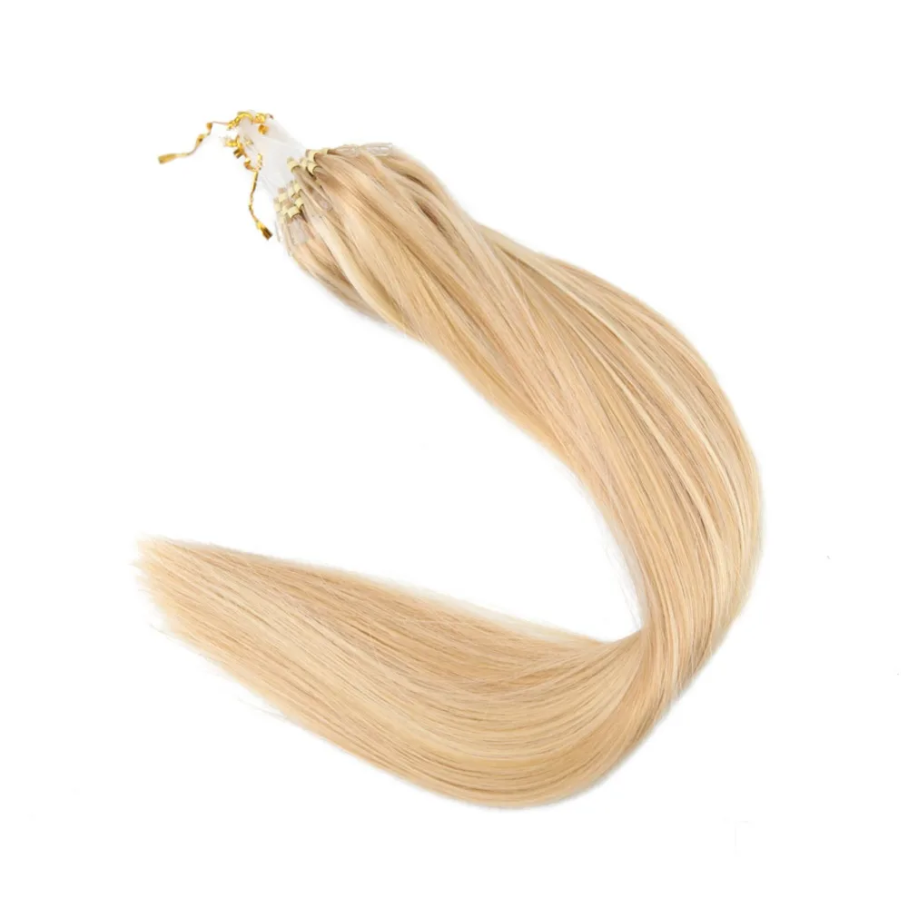 Full Shine Micro Loop Human Hair Extensions Piano Color Micro Loop Ring Hair Highlight Color Remy Hair Pre Bonded Hair Extension