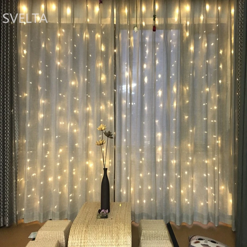 

SVELTA 4X4M 512Bulbs LED String Fairy Lights Garland Christmas Curtain Light For Holiday Wedding Xmas Party Home Room Decoration