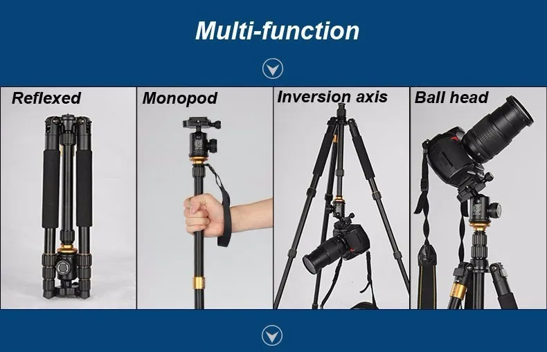 QZSD Q999S Профессиональные портативные легкие штативы DSLR тренога для камеры съемный монопод шаровая Головка дорожная сумка для треноги карман