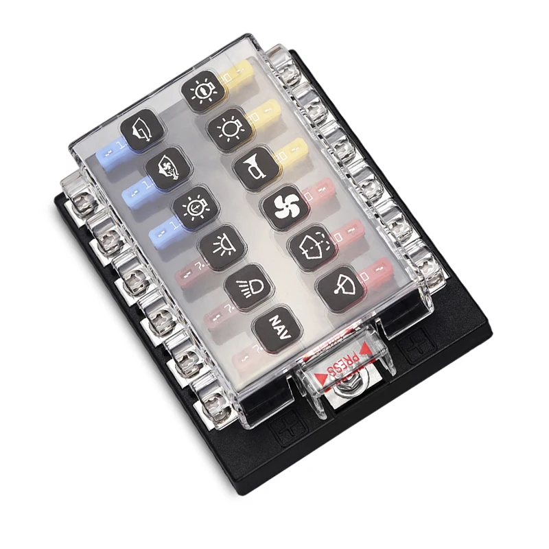 Waterproof 12 Way Blade Fuse Box Standard Circuit Fuse Holder Box Block