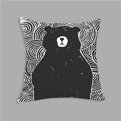 С изображением белого медведя из мультфильма животное Nordic искусство минималистский черный, белый цвет подушки Чехол для дивана декоративная наволочка 45x45 см для домашнего декора - Цвет: as picture