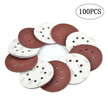 

100pcs 5 Inch 125mm Abrasive Round Sandpaper Sanding Disc Grit 60/100/150/240/400 Hook And Loop Sand Paper For Sander Power Tool