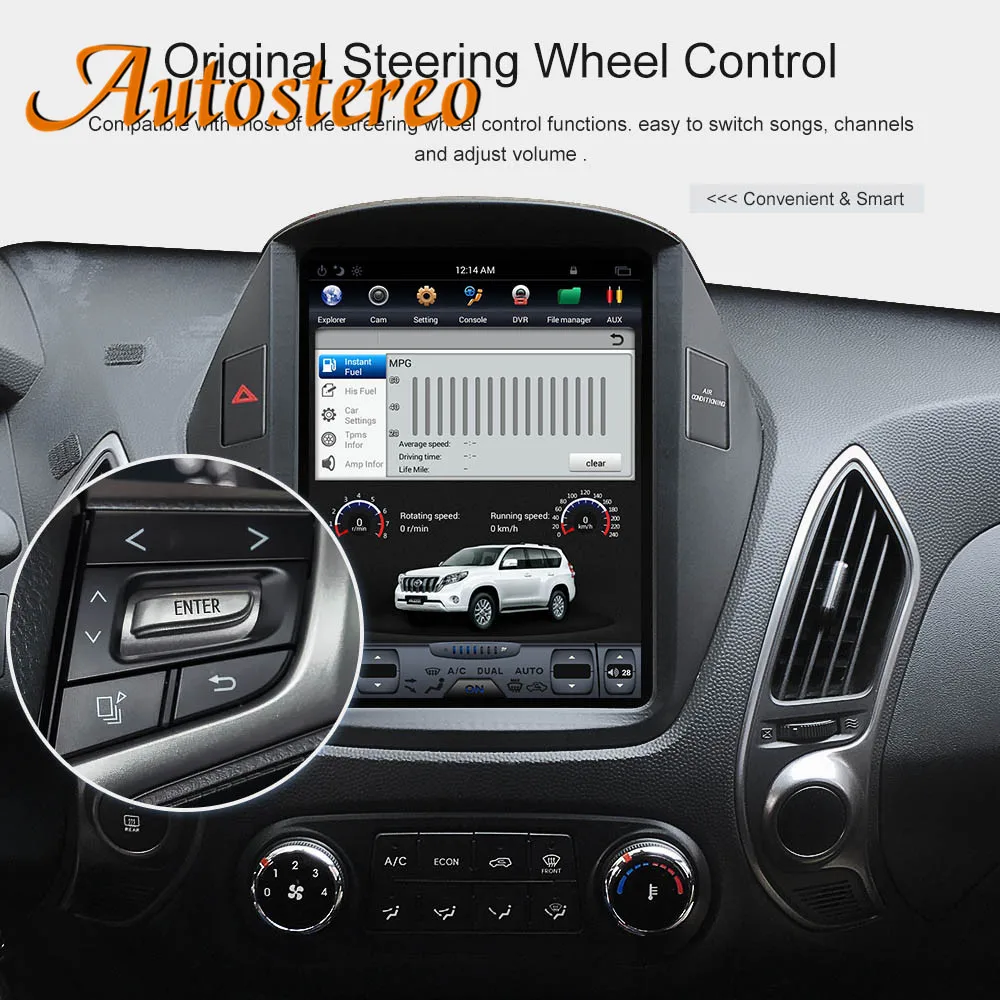 Top Android 7 Tesla style Car No DVD Player GPS Navigation For Hyundai IX35 2009-2016 radio tape recorder stereo multimedia IPS CAN 3