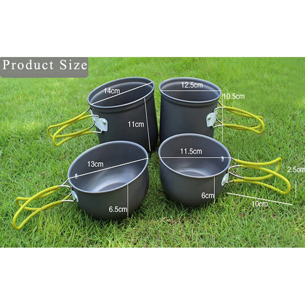Venta caliente 4 piezas/2 piezas conjunto al aire libre vajilla senderismo Camping cocina Picnic no-Stick de utensilios de cocina de aluminio conjunto olla tazón al aire libre olla Venta caliente 4 piezas/2 piezas conjunto al aire libre vajilla senderismo Camping cocina Picnic no-Stick de utensilios de cocina de aluminio conjunto olla tazón al aire libre olla