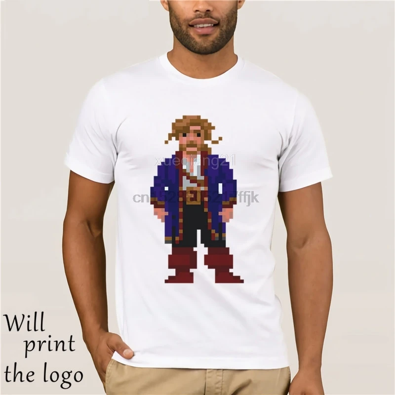 С рисунком Футболка Uomo гайбраш Threepwood футболка пикселей segreto Di остров обезьян 8