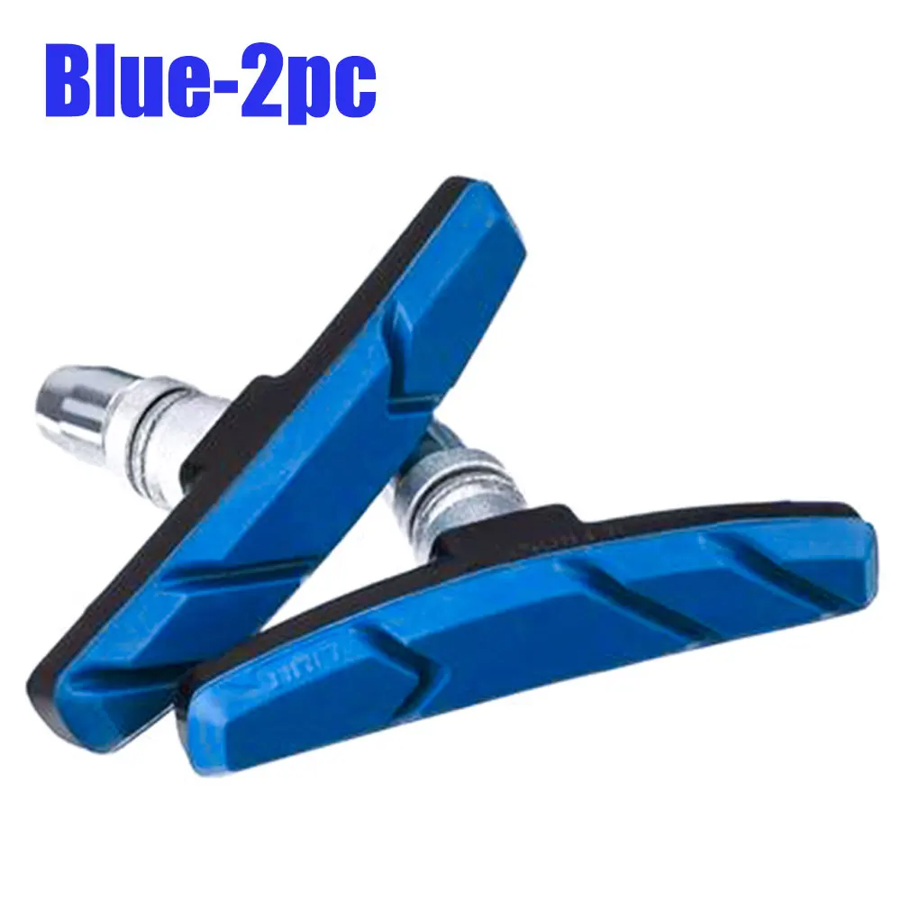 Zacro 2pcs Mountain Road Bike Brake pads MTB Bicycle Braking V-Brake Holder Shoes Rubber Blocks Durable Cycling Accessories - Color: blue