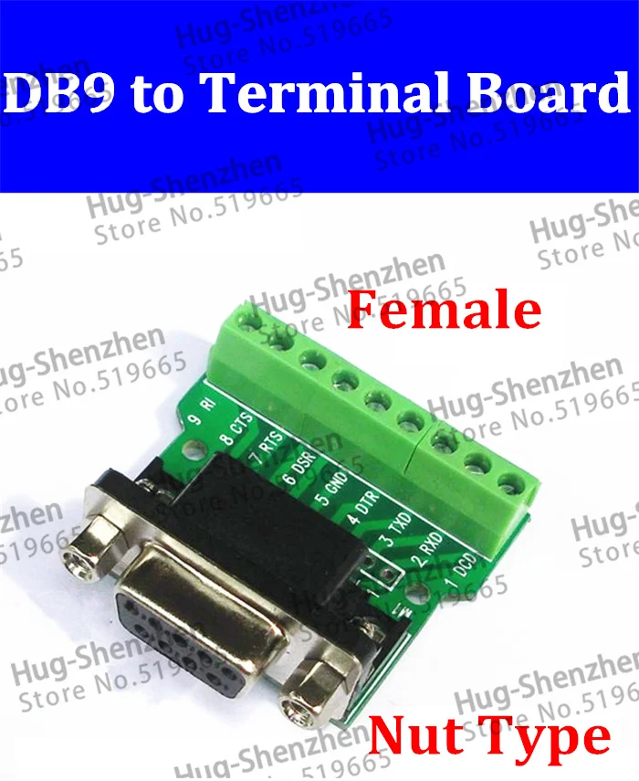 

50pcs DB9-M1 Female 9Pin Breakout To PCB Board Terminal Connectors Nut type