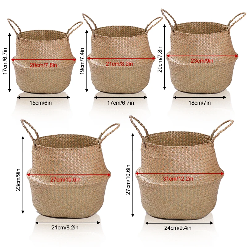 INS складная корзина для белья, цветочный горшок, домашний декор, соломенная Лоскутная корзина для хранения, плетеная корзина из ротанга, органайзер для водорослей