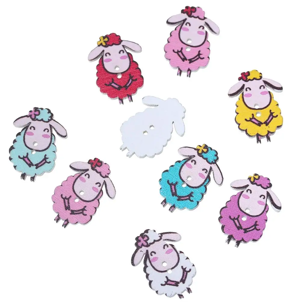 

DoreenBeads Wood Sewing Button Scrapbooking Sheep At Random 2 Holes Sheep Pattern 29.0mm(1 1/8")x 21.0mm( 7/8"),8 PCs 2016 new