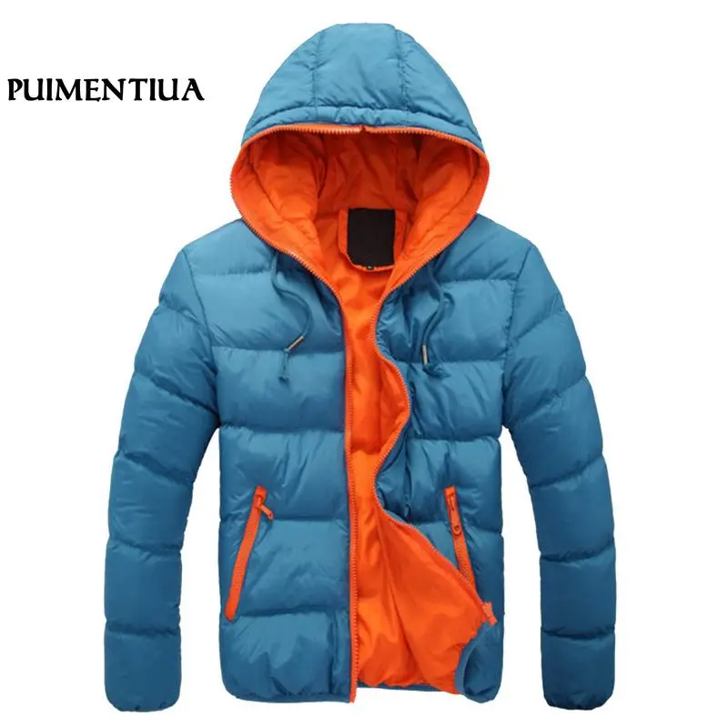 

Puimentiua Men Casual Hooded Parka 2018 Winter Mens Cotton Slim Coat Thick Warm Homme's Parka Zipper Jacket 3XL