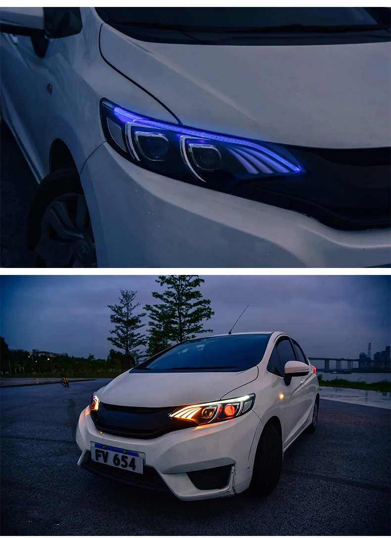 Автомобильный Стиль чехол для HONDA Для Fit Jazz головной лампы- год светодиодная фара в сборе дневной ходовой комплект задних фар ксеноновая лампа