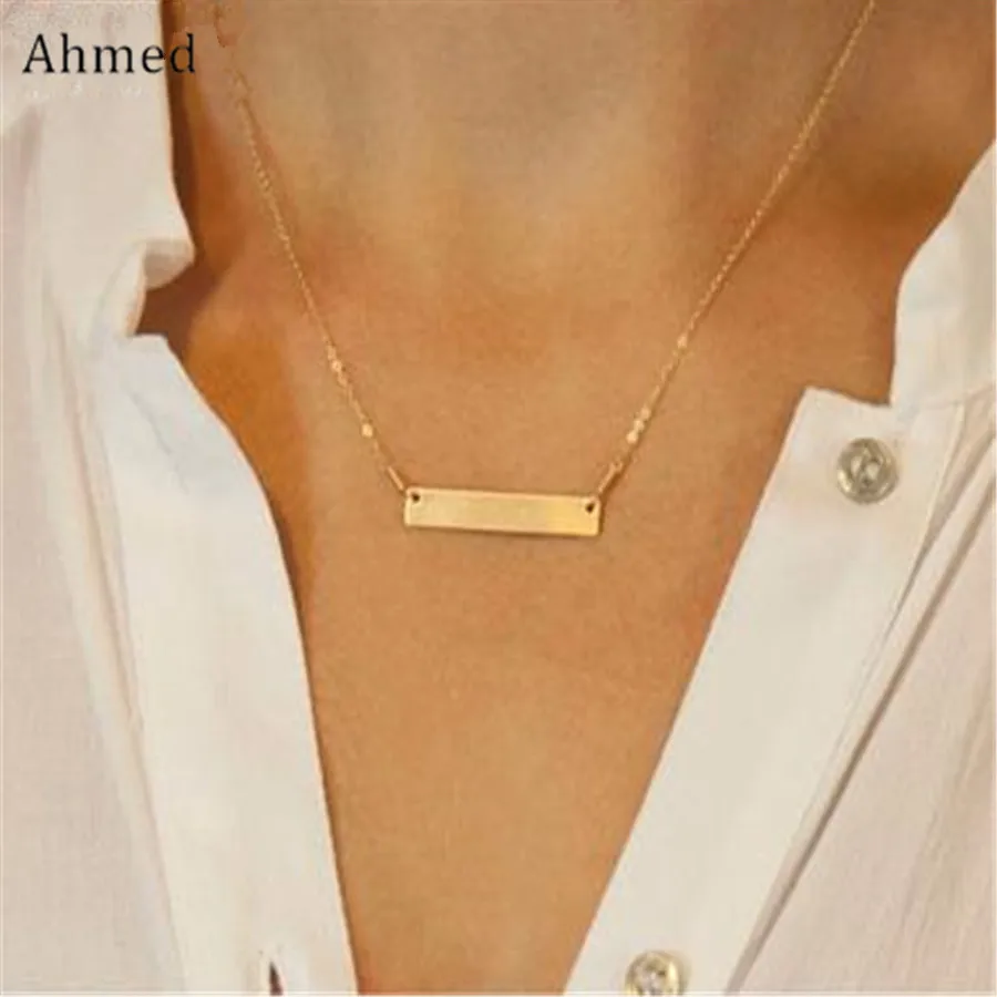 

Ahmed Jewelry 2017 New Cute Short Strip necklace Alloy Charm Infinity Pendants Necklaces ChainS Wedding Event Party Gift
