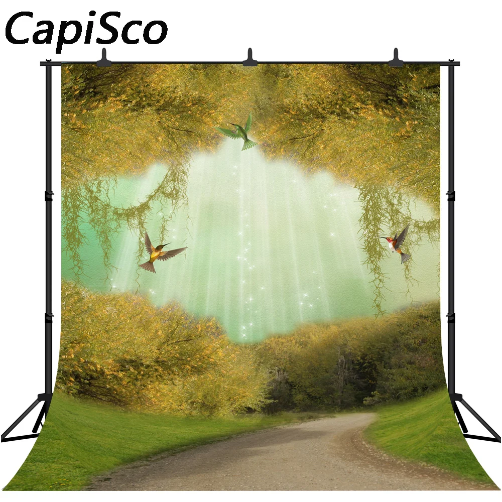 

Capisco Fairy tale path tree birds Photography Background children backdrops for photo studio newborn Photography Fotografia