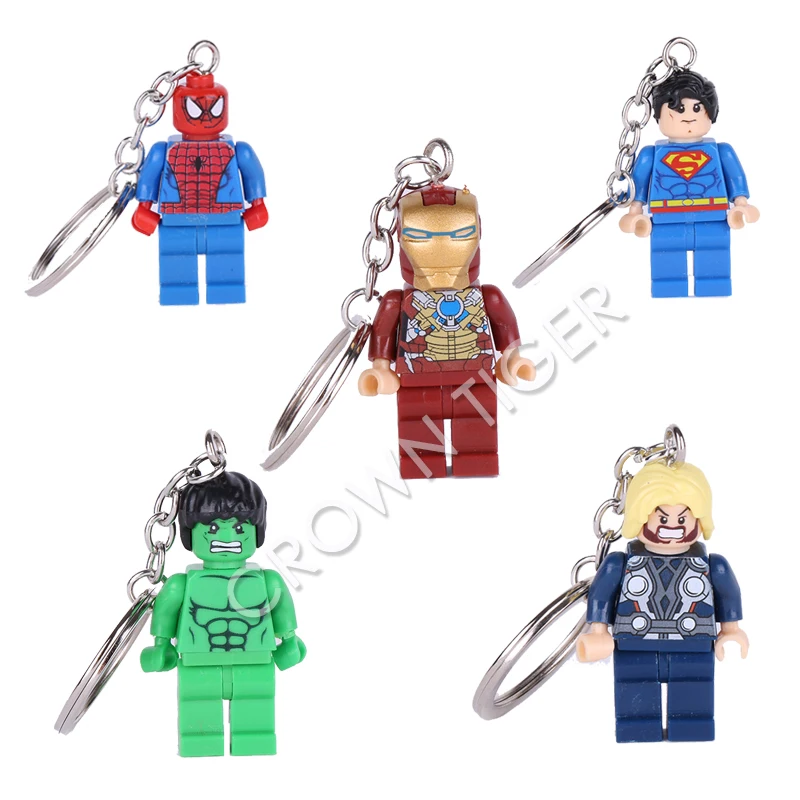 

hot marvel avengers Iron Man Building Block Toys Brick Figure Keychain pendantDeadpool Thor Captain America batman Model DIY Toy
